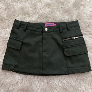 EDIKTED Dark Green Mini Skirt with Pockets